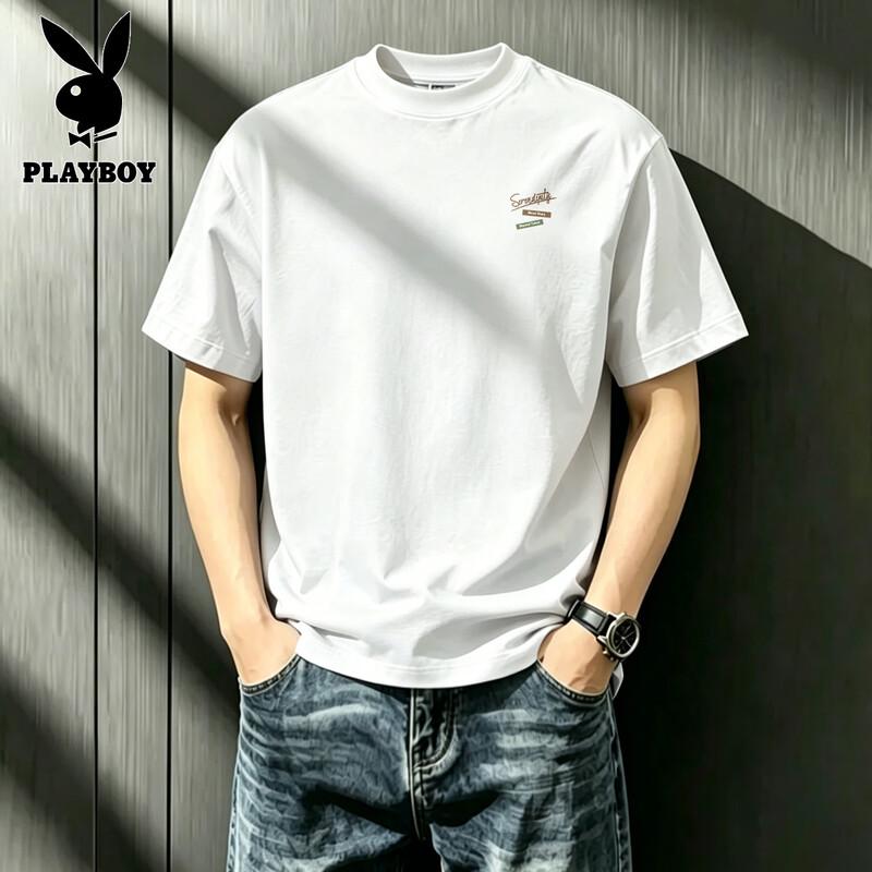PLAYBOY Мужская футболка с круглым вырезом из чистого хлопка