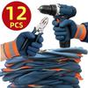 12 Pcs Heavy Duty Extra Large Coated Palm Work Gloves, Stretch Polyester, Non-Slip Grip for Gardening and Auto Repair, Unisex