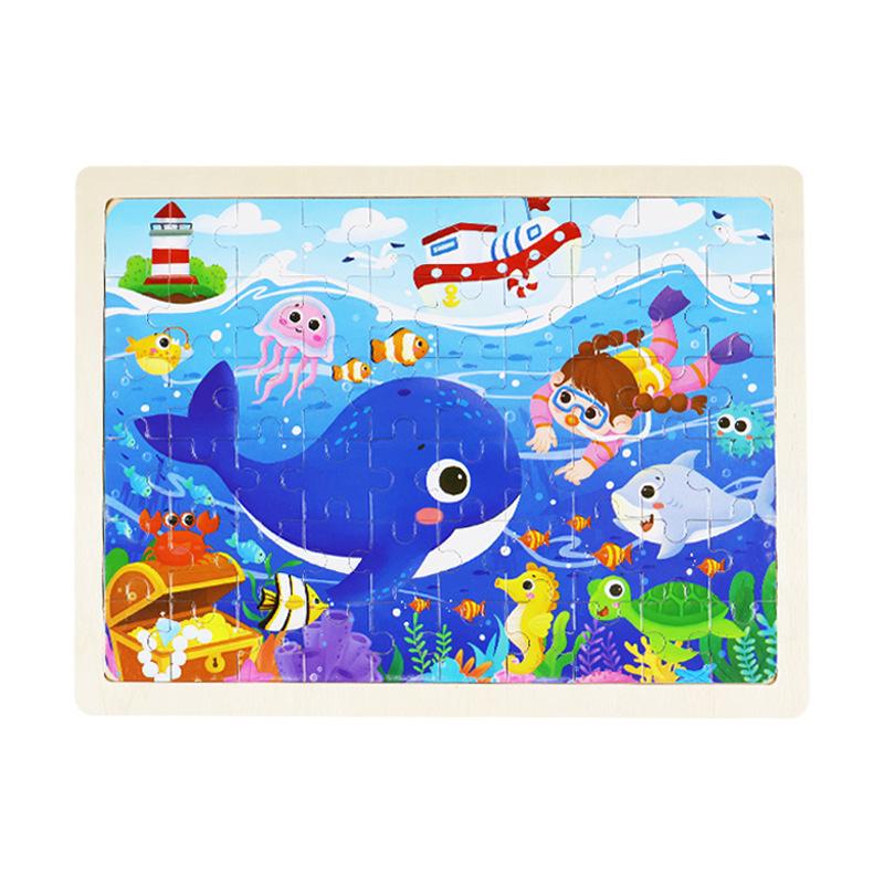 Деревянный пазл из 60 деталей с бревнами, детский мультяшный деревянный пазл с самолетом, развивающие игрушки для раннего развития ребенка