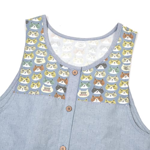 Kusguru Japan Front Button A La Carte Apron 258054 Blue M-L