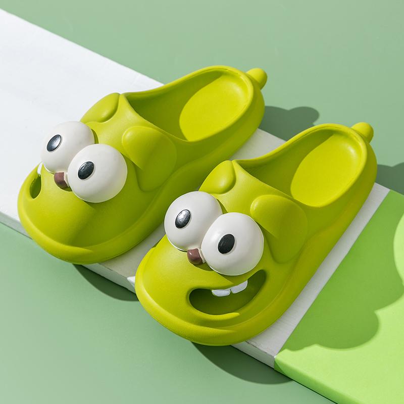 Женские летние тапочки, милые нескользящие водонепроницаемые мягкие домашние и уличные сандалии с большими глазами и мультяшной собакой
