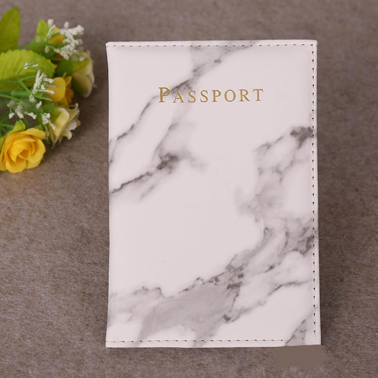 Marble Passport Cover PU Leather Travel Passport Holder Protector Case Organizer Ticket Document Business Credit ID Cards Wallet