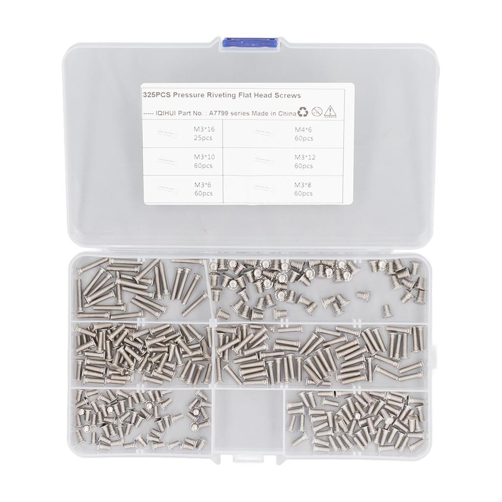 325 шт. Винты для точечной сварки 6 типов M3 M4 Нержавеющая сталь Сварочной шпильки Машинные винты с плоской головкой