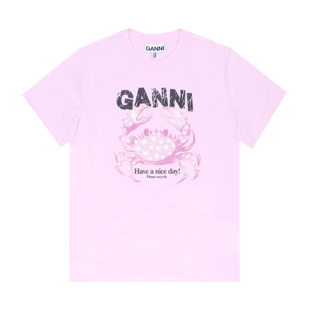 Женская футболка Ganni с коротким рукавом Логотип-краб 868 A1050197