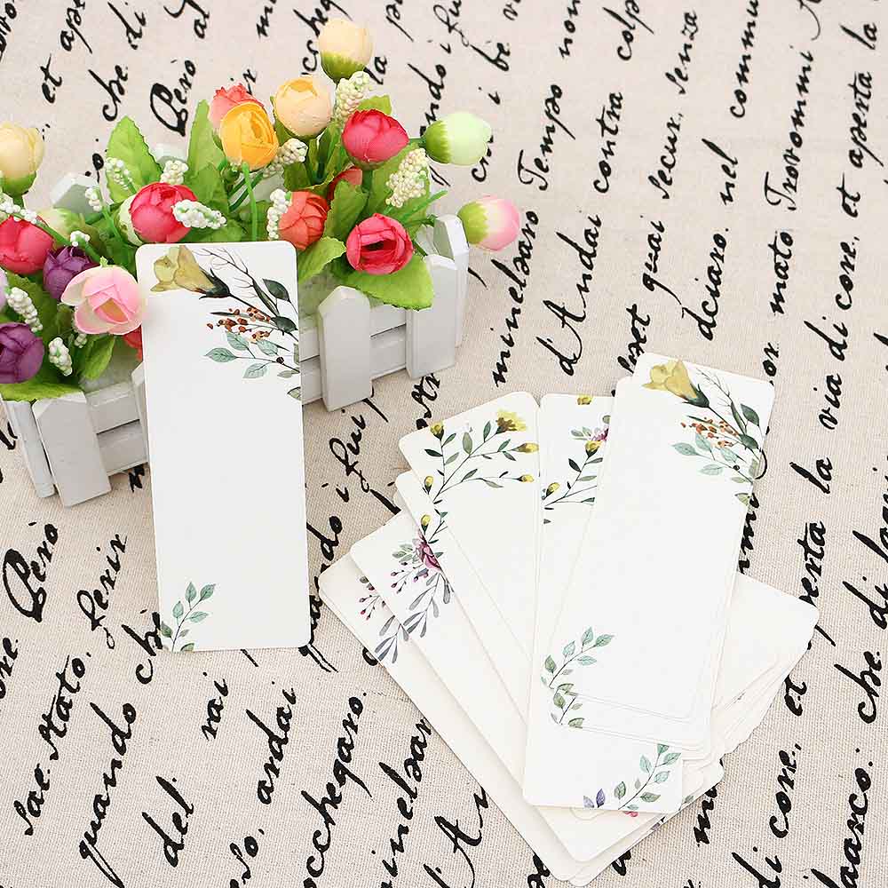 40 PCs/lot Creative Message Card Book Holder Flower Pattern Vintage Word Card Bookmark Gift Tag