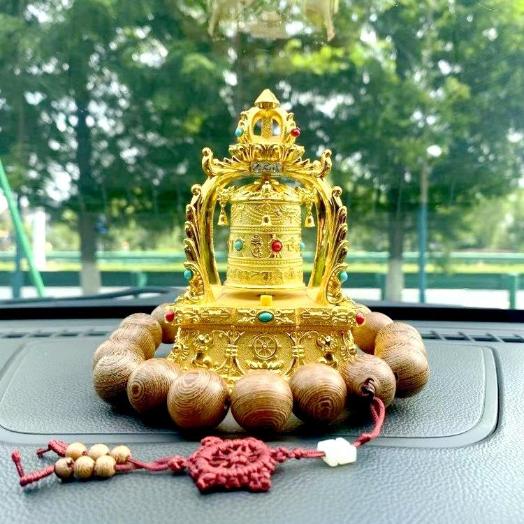 Creative Solar Alloy Car Accessories Prayer Wheel Automatically Rotates Car Interior Decoration Feng Shui  Buddhism
