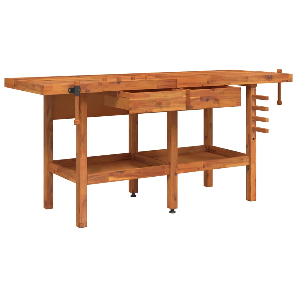 Workbench with Drawers and Bench Vises 192 x 62 x 83 cm Acacia Wood