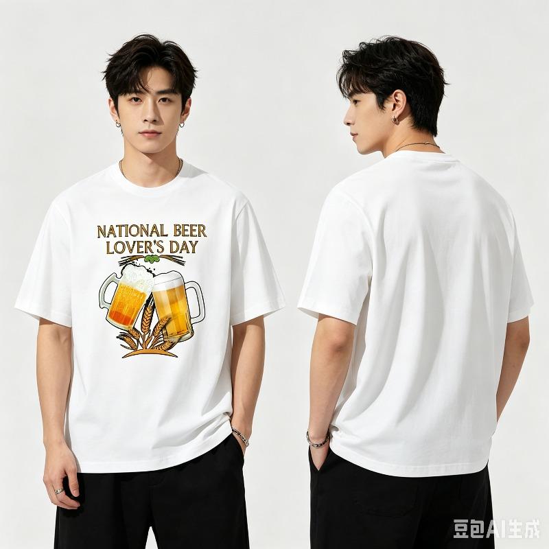 Unisexs National Beer Lovers Day Tshirt Funny Graphic Top In Black And White