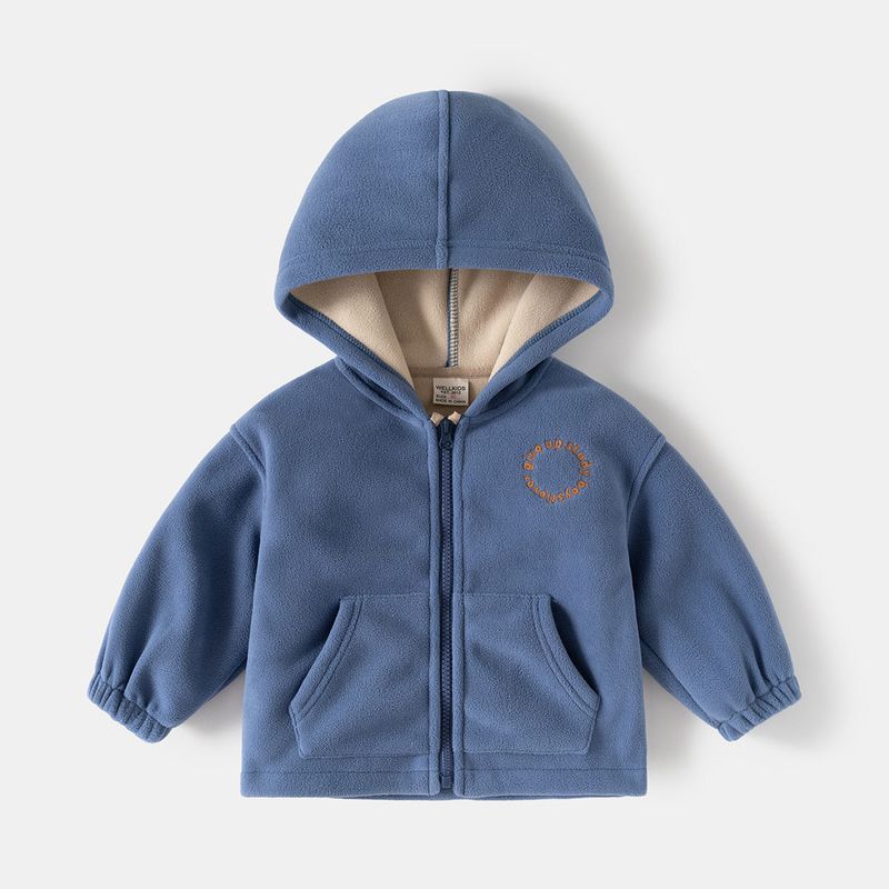 Children's Fleece Jacket Autumn and Winter Kidsren's Clothing Boys and Girls Hooded Tops Boys Baby Letter Zipper Shirt Clothes