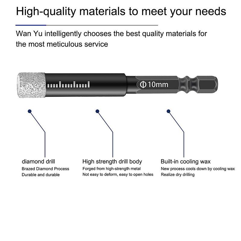 3шт 6-10 мм Алмазная дрель Коронка Сухая кольцевая пила Вырезать мрамор Гранит Плитка Фарфор