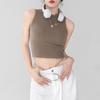 2025 Шикарный корейский стиль Приталенный жилет без рукавов: Женский летний однотонный топ