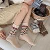 Женские ретро шерстяные носки в стиле Fair Isle - Средней длины, Плотные, Теплые, Осенне-Зимний стиль, Японский литературный дизайн