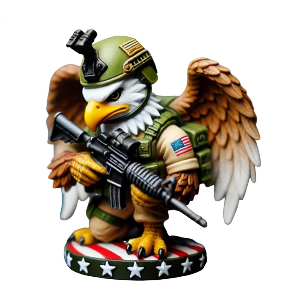 Eagle Soldier Statue Resin Military Eagle Figurine Patriotic Desktop Soldier Ornament for Independence Day Decor