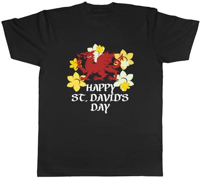 Personalised Happy St Davids Day Daffodil Dragon Mens TShirt Tee Gift Top