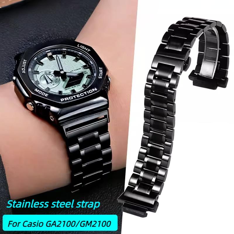 Модифицированный ремешок GA2100 для Casio G-SHOCK GA-2100 GA2110 GA-B2100 Металлический цельный ремешок из нержавеющей стали Аксессуары для мужских часов