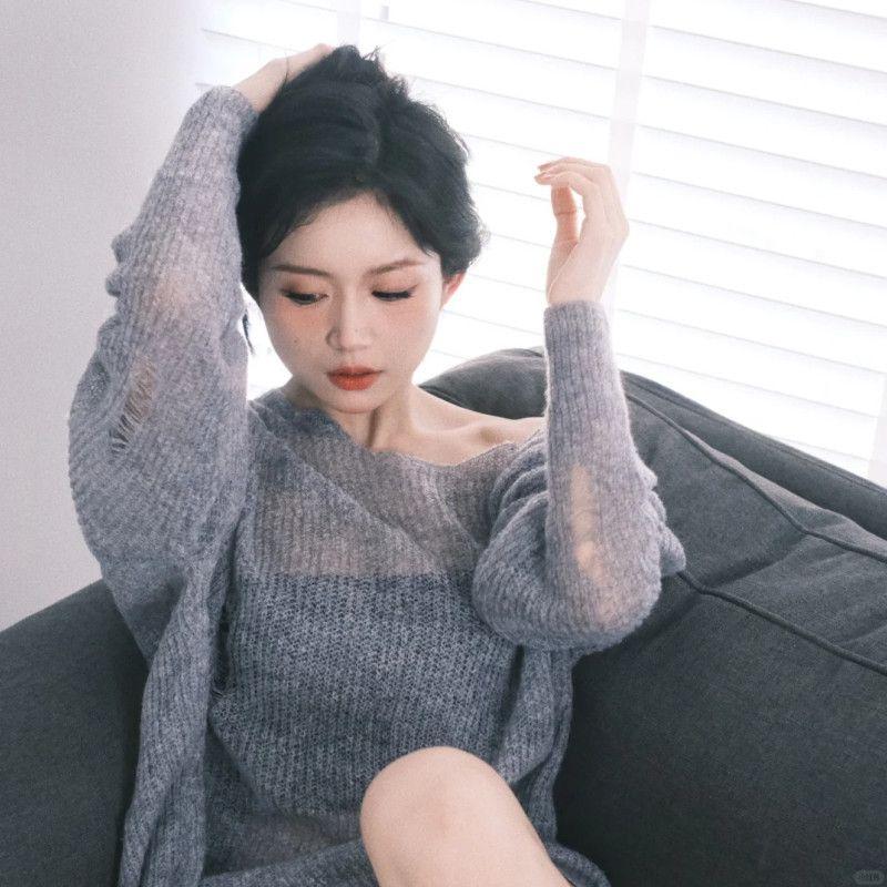 Свободный ажурный свитер с длинными рукавами и тонкими отверстиями, милая и классная трикотажная рубашка с защитой от солнца, женский ретро-свитер на весну и осень