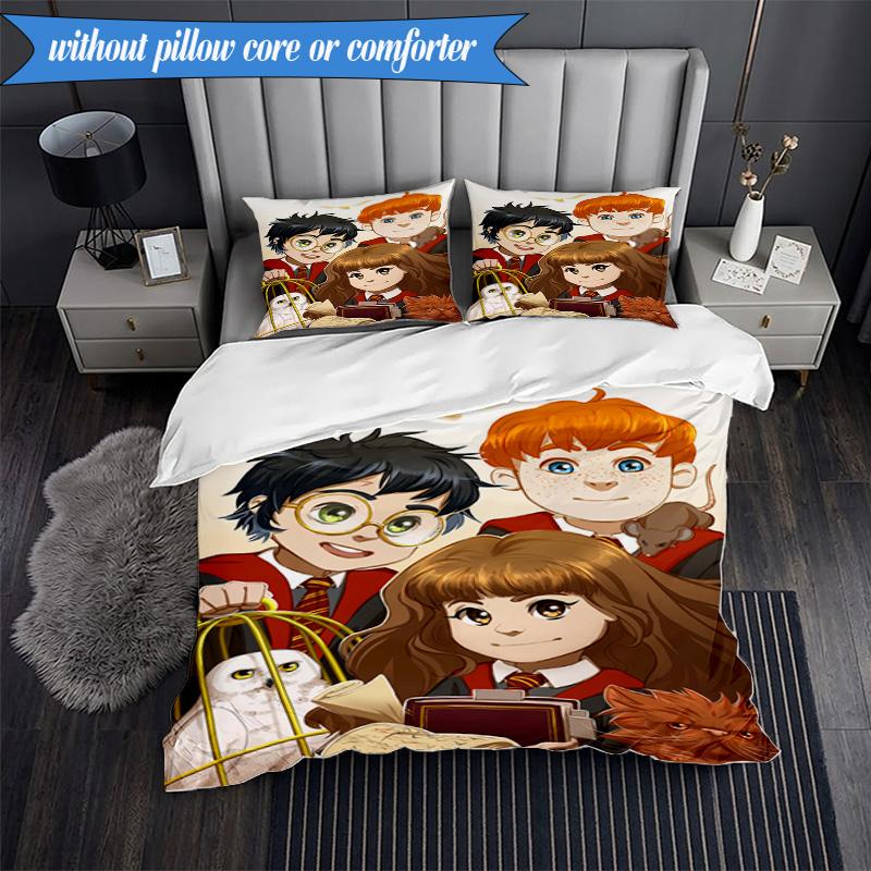 Magic School Adventure 3pcs K-pop music group Bedding set,Ideal for Bedroom, Dormitory,Including Duvet Cover And 2pcs Pillowcases,Fan gifts
