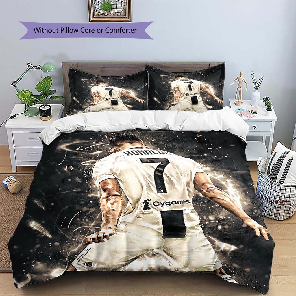 Криштиану Роналду  Постельное белье с рисунком  Комплект с одеялом  Домашний декор  Подарок (1 пододеяльник + 2 наволочки без наполнителя)