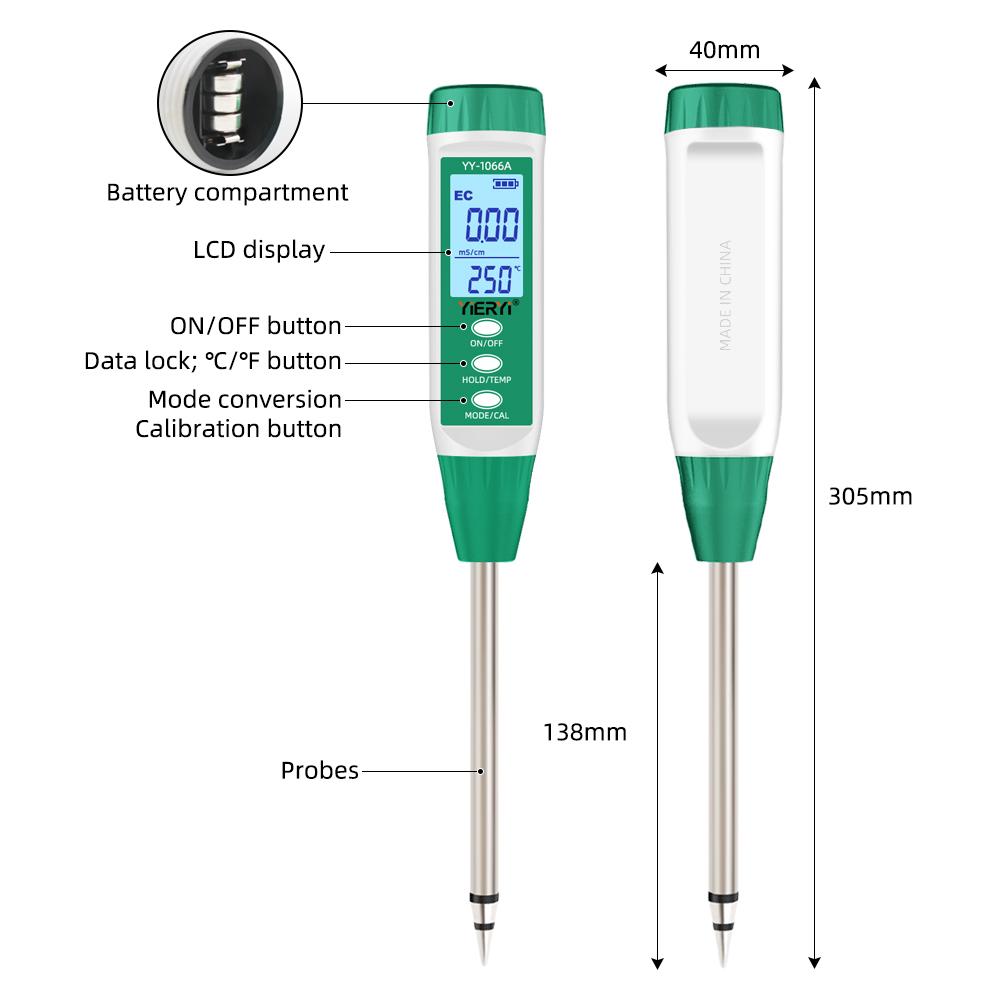YY-1066A Soil Ec and Water Content Meter High Accuracy for Plant Testing, Gardening, Agriculture, Ph and Moisture Sensor