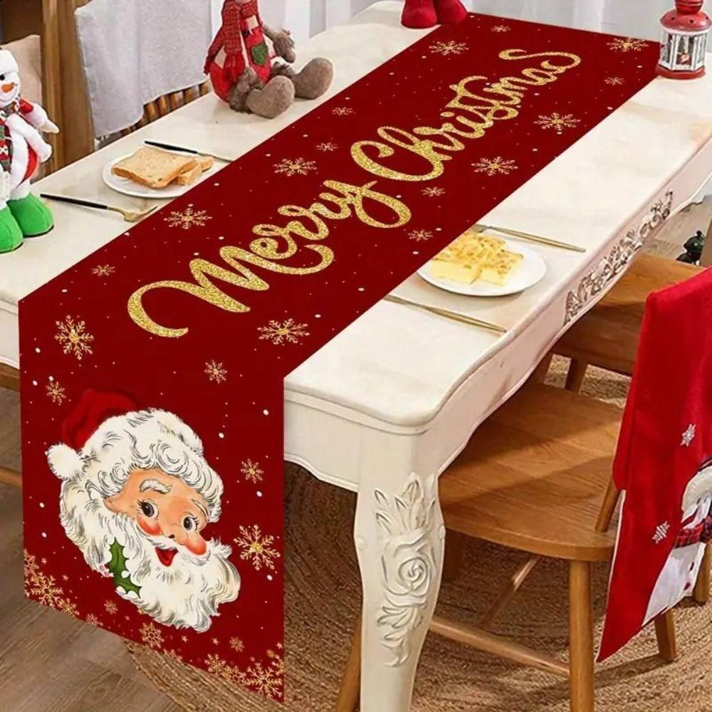 New Santa Claus Christmas Table Runner Snowman Elk Xmas Table Flag Cover New Year Table Decor Christmas Party