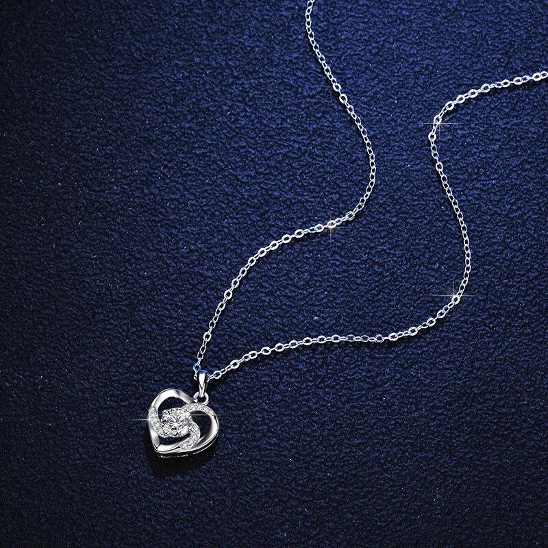 Новый настоящий муассанит сердце кулон ожерелье VVS1 D цвет чистый S925 серебро ювелирные изделия подарок для женщин
