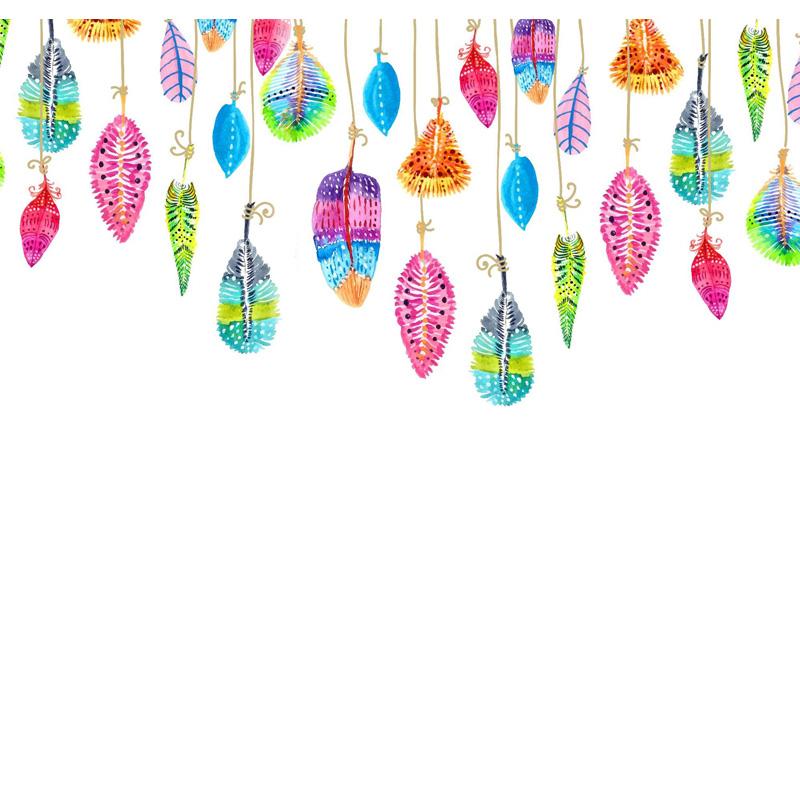 Настенная оклейка, окрашенная картина маслом, креативная цветная перо, декоративная живопись для гостиной, спальни