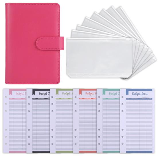 1 Set Budget Book Loose Leaf Multi-use Faux Leather Money Saving Schedule Planner for School