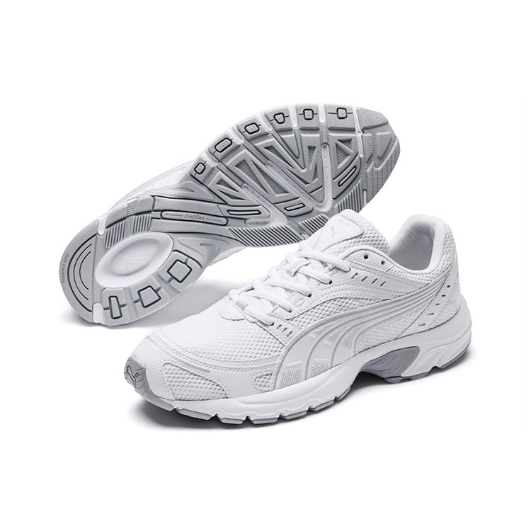 Puma Axis Кроссовки унисекс с круглым носком, шнуровкой, сеткой, из синтетической кожи, дышащие, низкие, для бега, белые 368465-02