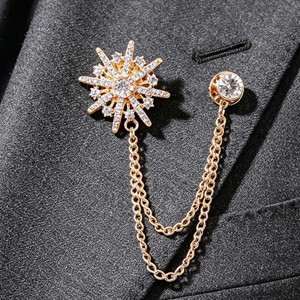 Tassel Chain Star Tassel Brooch Zinc Zinc Alloy Suit Collar Pin Exquisite Suit Lapel Pin Collar Decoration