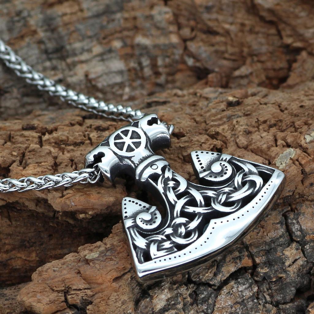 Men's Necklace Thor's Hammer Thick Snakes Viking 304