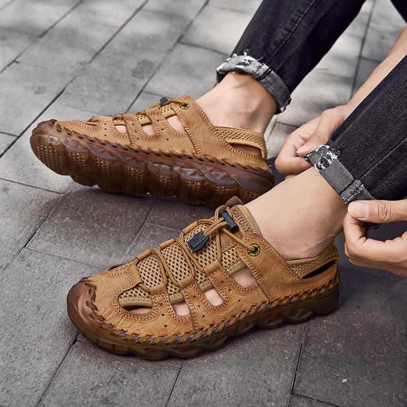 Summer Cool Men's Sandals Hollow Breathable Men's Casual Shoes Beach Shoes Outdoor Fishing Camping Shoes Travel Shoes Handmade