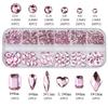 12Grids Pink Mixed Nail Rhinestones Luxury Nail Charms Glitter Crystal Jewelry Gems Nail Art Decoration DIY Manicure Rhinestones