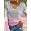 [Cozy Sweater] Cozy Color Block Women's Casual V-Neck Sweater | Long Sleeve Pullover with Ribbed Cuffs, Fall/Winter Top for Casual Attire