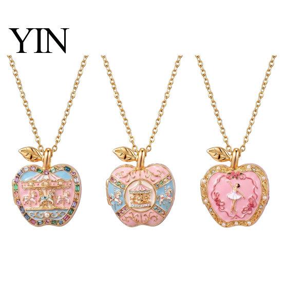Fine Detail Necklace Gift Openable Fruit Charm Necklace, Treasure Box Pendant with Mini Long-lasting Luster Jewelry Figurine Inside, Elegant for Wife
