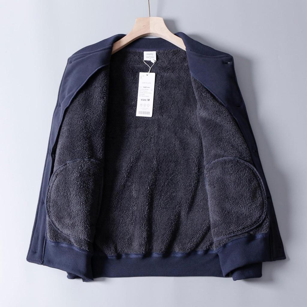 Мужская зимняя повседневная бейсбольная куртка с воротником-стойкой - флис с хлопковым бархатом, модный стиль Flight