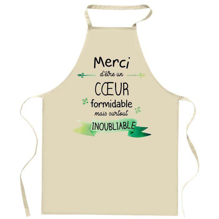 Tablier de cuisine - Cycliste Merci Inoubliable - Coton épais - Impression France - Liens ajustables