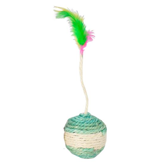 Cat Shuttlecock Toy Eye-catching Natural Materials Relieve Boredom Cat Kitten Feather Ball Teaser Toy