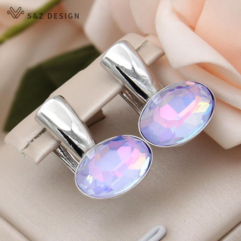 Модные серьги-капли в форме яйца с овальными кристаллами для женщин, свадебные украшения, цвет розового золота, гладкие металлические серьги