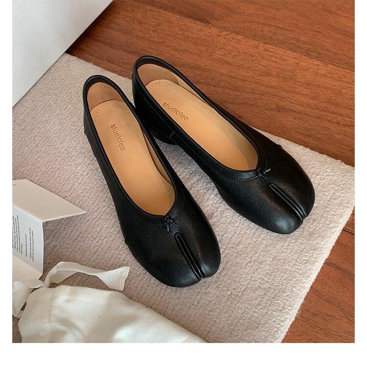 Retro split-toed light-mouth thick-heeled single shoes, spring and summer one-pedal Mary Jane women's shoes