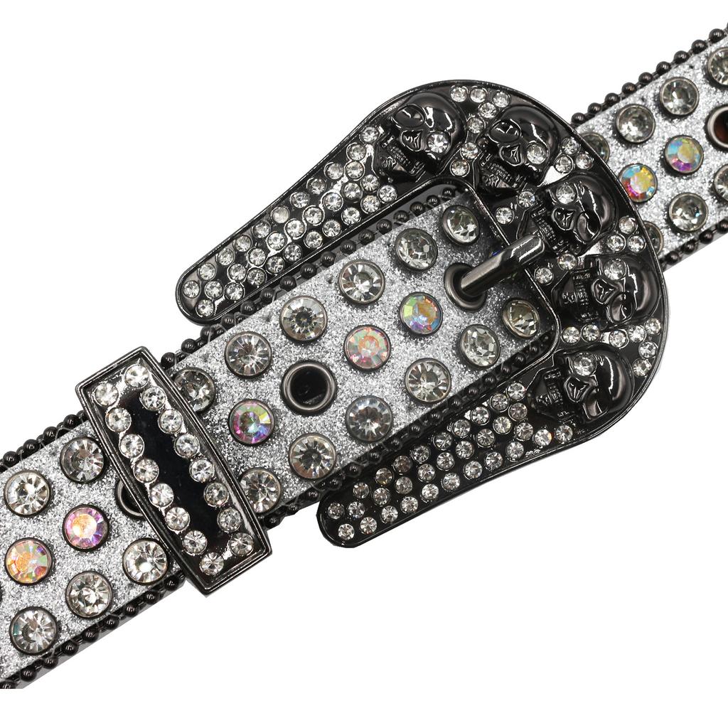 Пряжка-череп Водяной бриллиант Европейский и американский Мужской Хип-хоп Панк Ремень Персонализированный Модный Универсальный Ремень Женский Полный бриллиантовый ремень