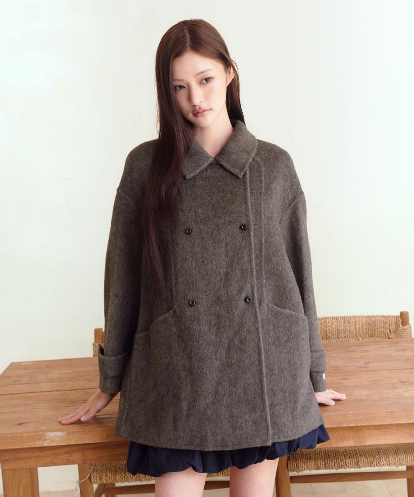THE GREEN LAB Double Half Coat [Khaki Brown]