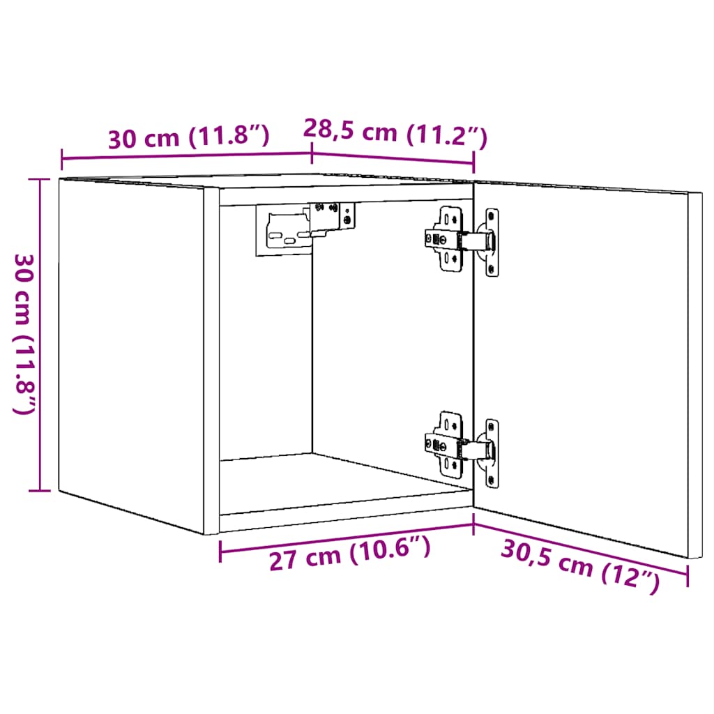 TV Wall Cabinet White 30.5 x 30 x 30 cm