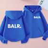 BALR. Толстовка с принтом букв на молнии для детей – Стильный повседневный свитшот/куртка для мальчиков и девочек (Возраст 3–12 лет), Утолщенная версия для осени и зимы