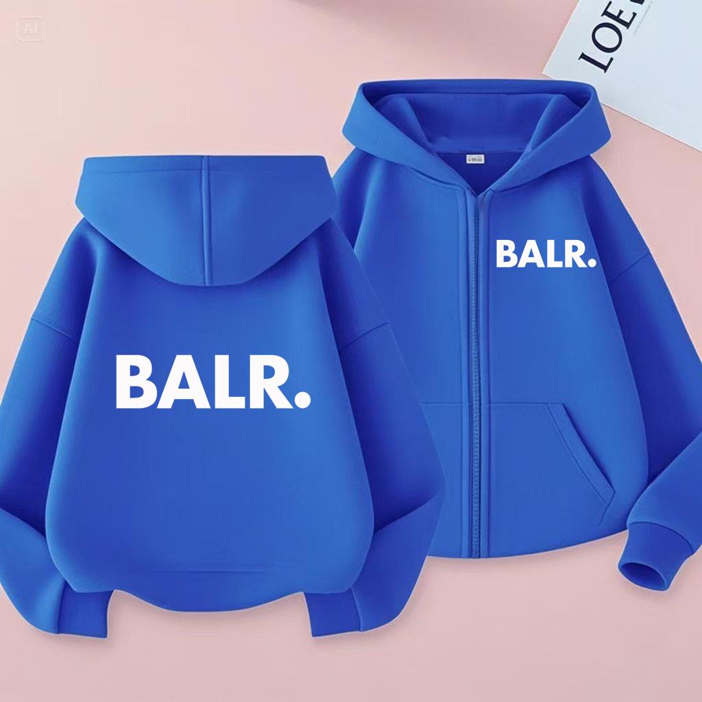 BALR. Толстовка с принтом букв на молнии для детей – Стильный повседневный свитшот/куртка для мальчиков и девочек (Возраст 3–12 лет), Утолщенная версия для осени и зимы