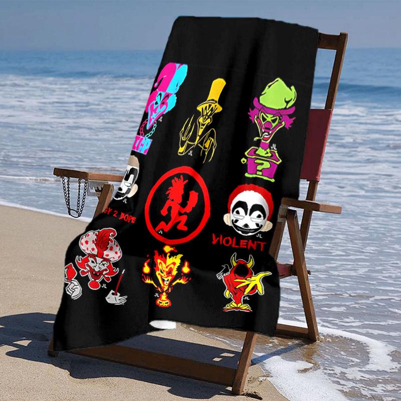 proof beach towel with Insane Clown Posse pattern - soft,absorbent,quick-drying,machine washable - perfect for swimming,camping,bathing