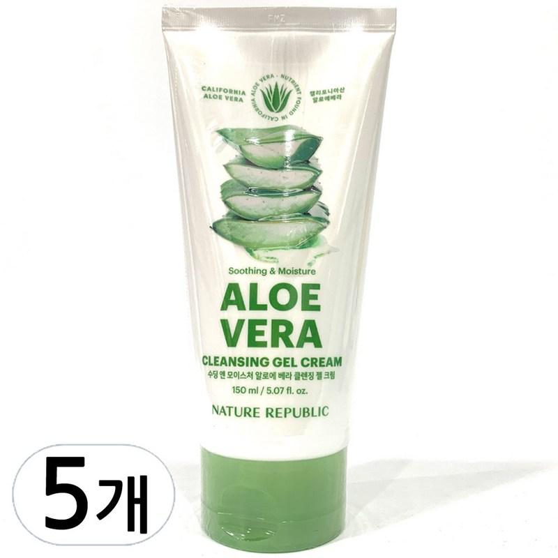 Nature Republic Soothing & Moisture Aloe Vera Cleansing Gel Cream, 150ml, 5 pcs