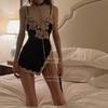 New Sexy Lace Loungewear Pajamas Embroidered Lace Suspenders Super Slim Slits Sex Nightgown Pure Desire