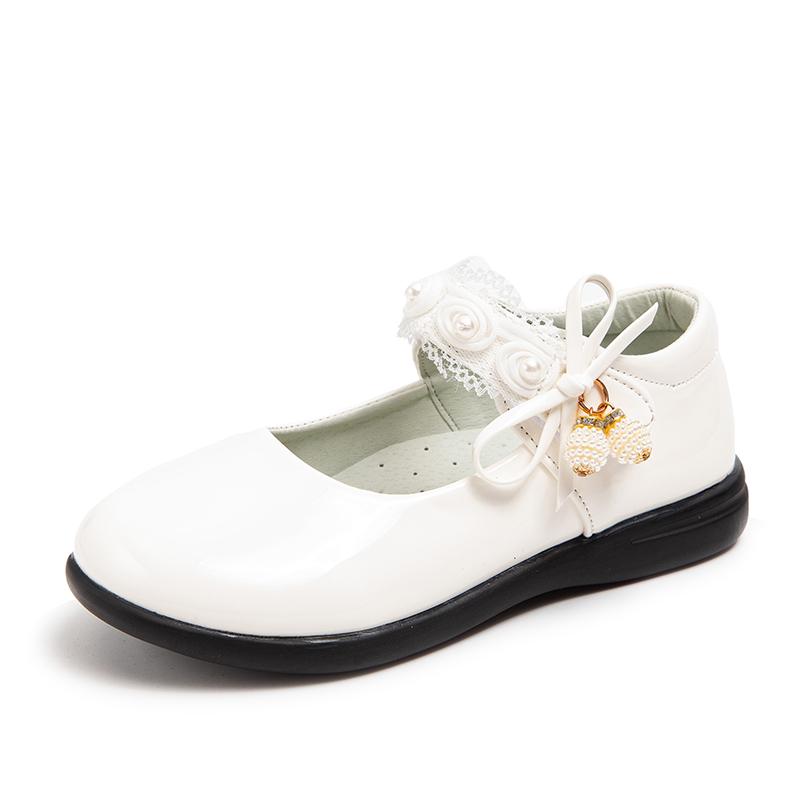 Обувь из кожи для девочек на вечеринку, свадьбу, детские школьные туфли на плоской подошве с цветочными цветами, детская принцесса, милая обувь для выступлений