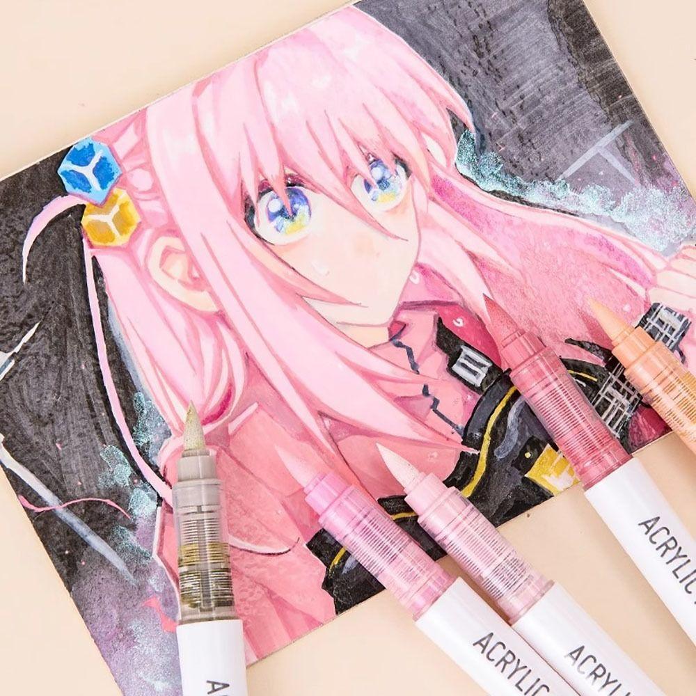 Штабелируемая цветная ручка, прямая жидкая художественная акварельная ручка, портативная акриловая маркерная ручка для рисования