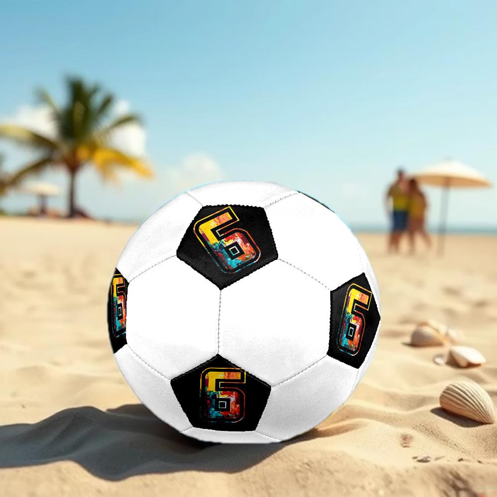 1pc Colorful Number Six Soccer Ball Size 5 Football Machine Sewn Indoor/Outdoor Universal Football Q20